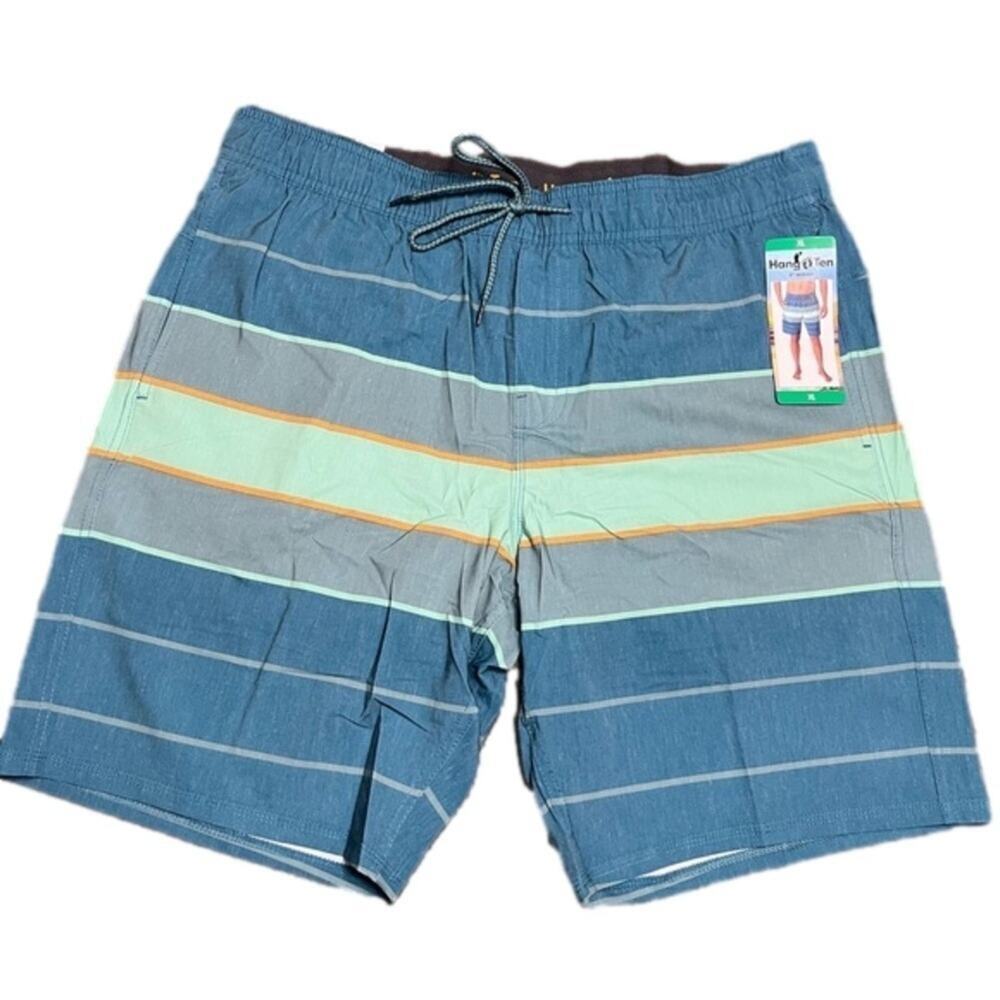 Hang Ten Men's Swim Trunks Shorts Swimwear Green Aqua Size XL NWT
